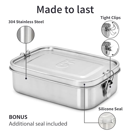 Bambaw Stainless Steel Lunch Box for Adults 47 oz, Metal Bento Box with Adjustable Compartment, Metal Lunch Container, Leakproof Stainless Steel Sandwich Container - Image 2