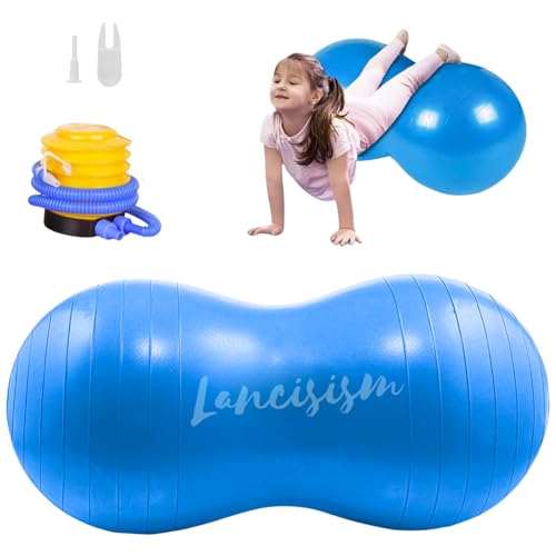 Lancisism Peanut Ball for Physical Therapy 90 * 45cm with Pump, Lancisism Exercise Yoga Ball Enhance Balance Flexible Seating for Kids Adults Core Strength Training Labor Birthing - Image 1