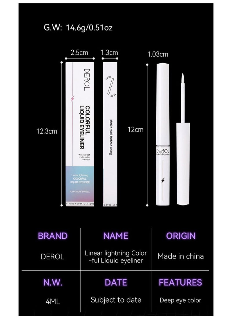 DEROL - Liquid Eyeliner Long Lasting Waterproof Professional Neon Makeup Colorful Eyeliners Set Sweat Smudge Proof Women Tool Kit,Soft,Smooth,Natural,Hyper Easy Suitable For Clubs, Stages, Parties - Image 1