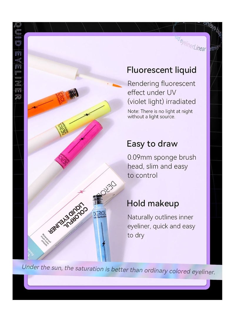 DEROL - Liquid Eyeliner Long Lasting Waterproof Professional Neon Makeup Colorful Eyeliners Set Sweat Smudge Proof Women Tool Kit,Soft,Smooth,Natural,Hyper Easy Suitable For Clubs, Stages, Parties - Image 1