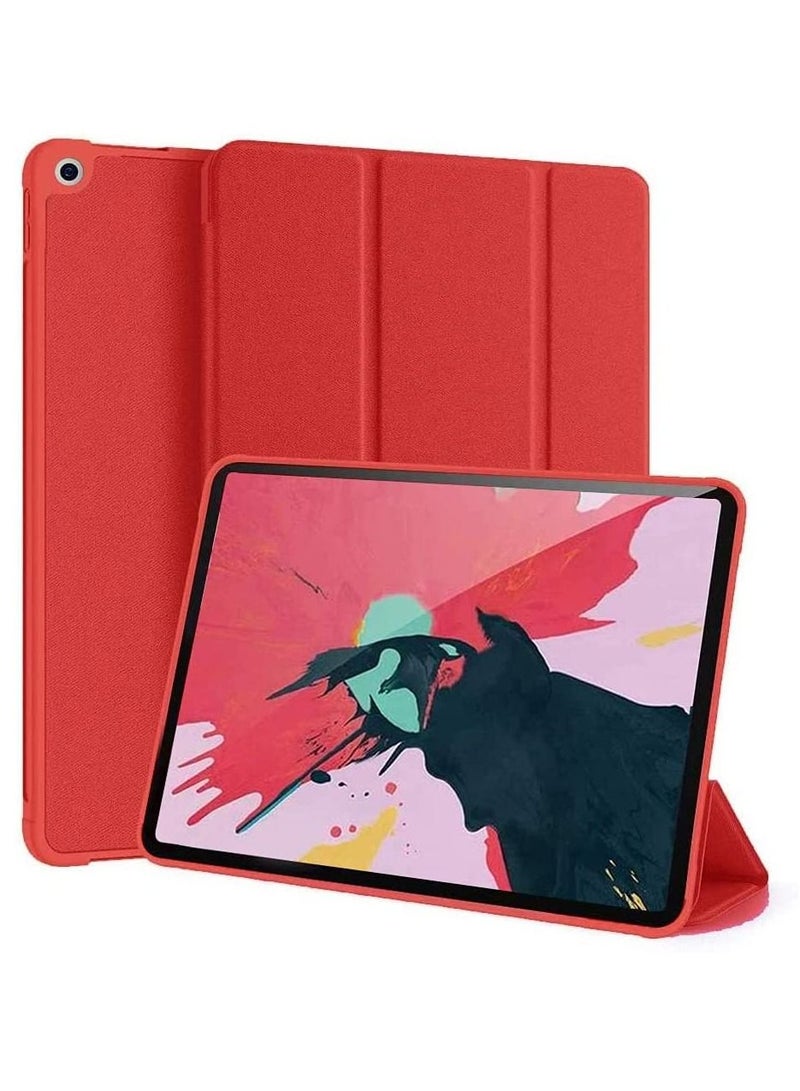 iPad 9th Gen (2021)/ 8th Gen (2020)/7th Gen (2019), Slim Stand Hard Back Shell Protective Leather Smart Cover Trifold Stand (red) - Image 1