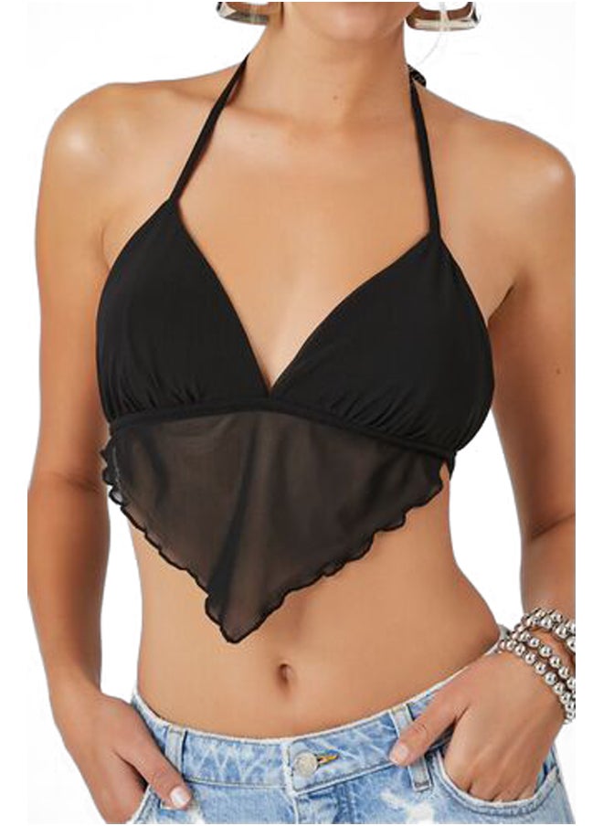 Mesh Open-Back Halter Top
