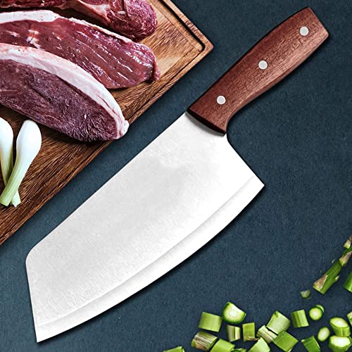 ONICORN® Stainless Steel Cleaver Knife with Wood Full Tang Handle, Suitable for Cutting Vegetables, Fish, etc for Kitchen, Hotel, Restaurants (Knife-G 1 PCS) - Image 2