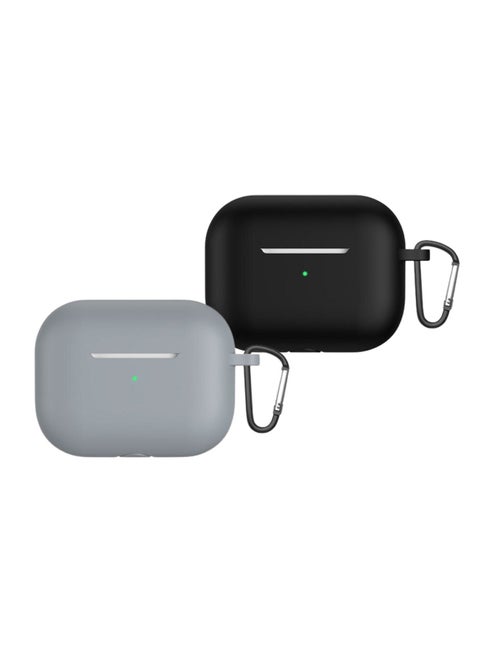 2022 New For Airpods Pro 2nd Generation Case Cover dustproof with hook anti-lost Protector for AirPods Pro2 Waterproof Cases Black with Grey (set of 2)