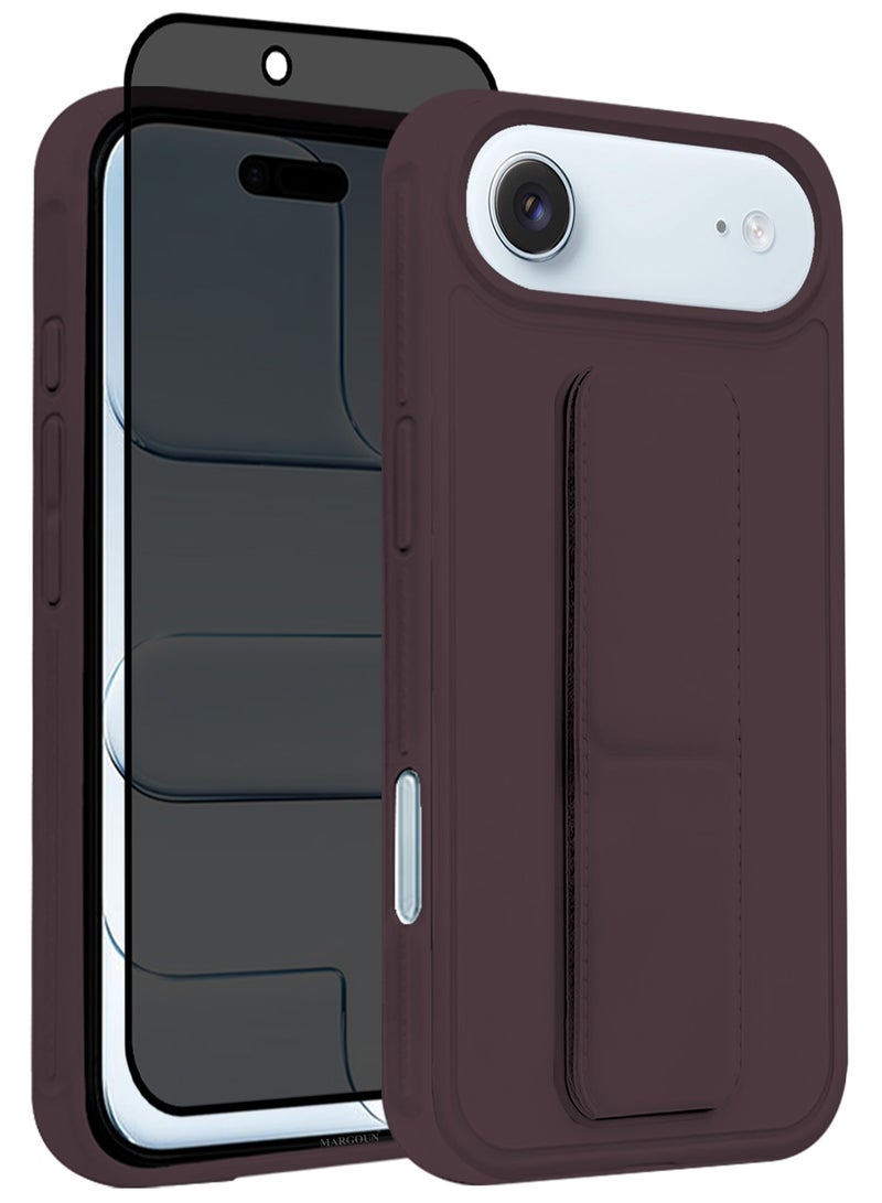 2 Packs Premium PU Leather Case for iPhone 17 Air with Stand Function Shockproof and Anti Scratch Finger Grip with Privacy Screen Protector - Image 1