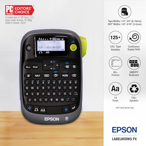 LABELWORKS Epson LW-PX300ADPT Industrial Label Maker for Office with Adapter – Sticker Labels, Magnetic Label Compatible, Only Uses 203 and 205 Shrink Tubes, Label Printer & Adapter - Image 2