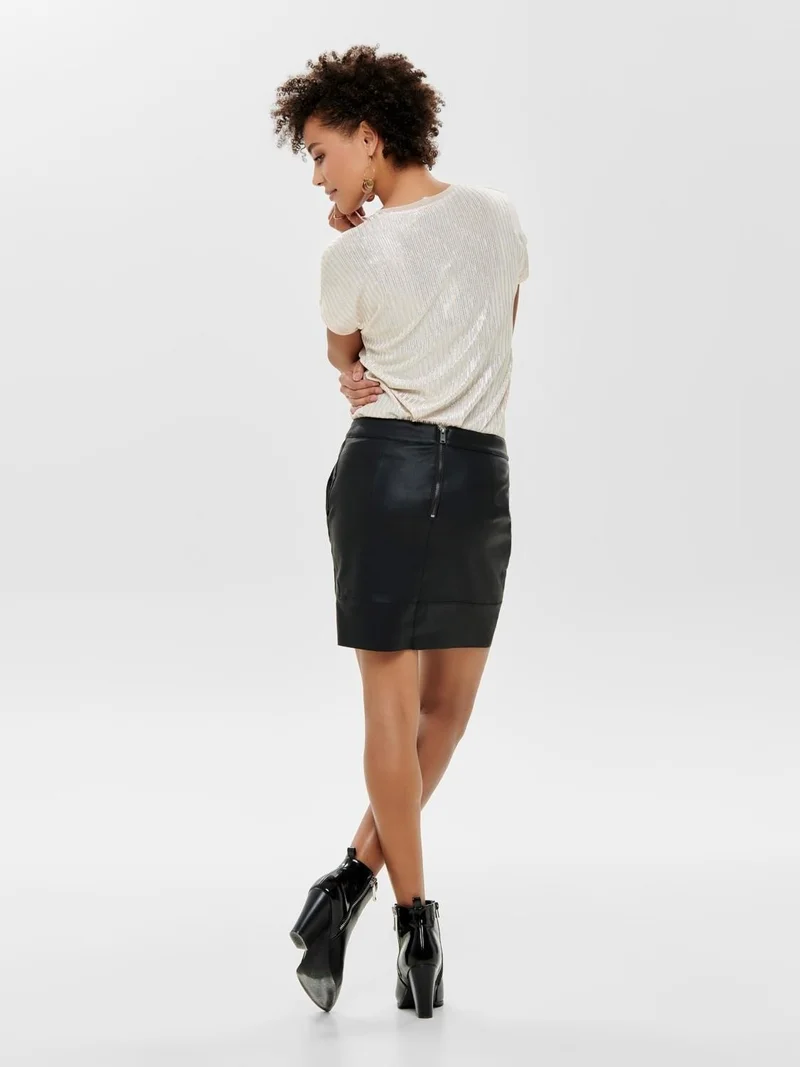 ONLY Women's Base Faux Leather Skirt 15164809 Otw Noos