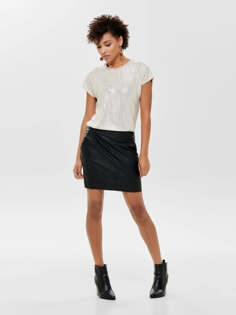 ONLY Women's Base Faux Leather Skirt 15164809 Otw Noos