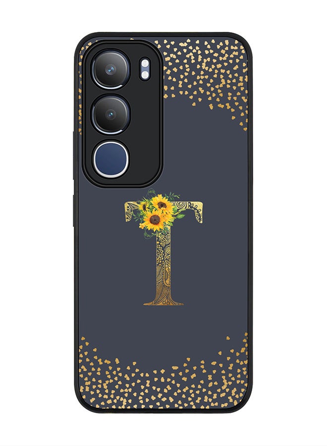 Stylizedd For vivo Y19s / Y19s Pro Case,Slim fit Camera Protection, Shockproof Thin Phone cover  - Custom Floral Monogram - T  (Grey )