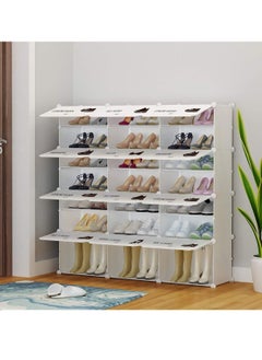 MIXDE Shoe Rack,Portable Shoe Storage Organizer 24 Grids Tower Shelf Storage Cabinet Stand Expandable for Heels, Boots, Slippers, White  - Image 4