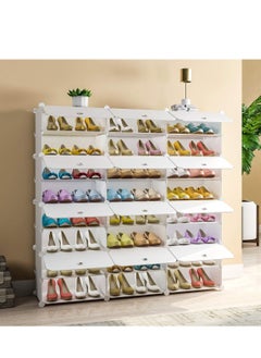 MIXDE Shoe Rack,Portable Shoe Storage Organizer 24 Grids Tower Shelf Storage Cabinet Stand Expandable for Heels, Boots, Slippers, White  - Image 3