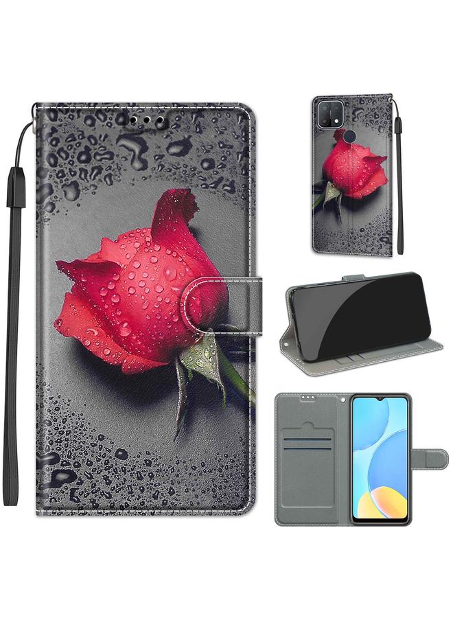 اس-توب جراب لهاتف OPPO A15 / A15s، جراب جلدي PU أفقي قابل للطي مع حامل وفتحات للبطاقات، برسومات ملونة وفولتية، ومشبك مغناطيسي - Image 1