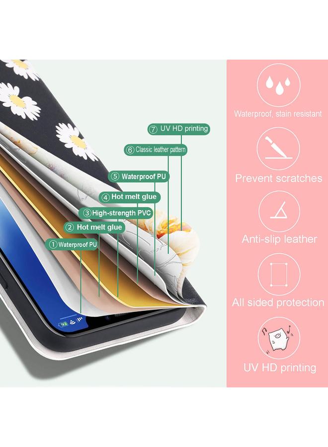 اس-توب جراب لهاتف OPPO A15 / A15s، جراب جلدي PU أفقي قابل للطي مع حامل وفتحات للبطاقات، برسومات ملونة وفولتية، ومشبك مغناطيسي - Image 3