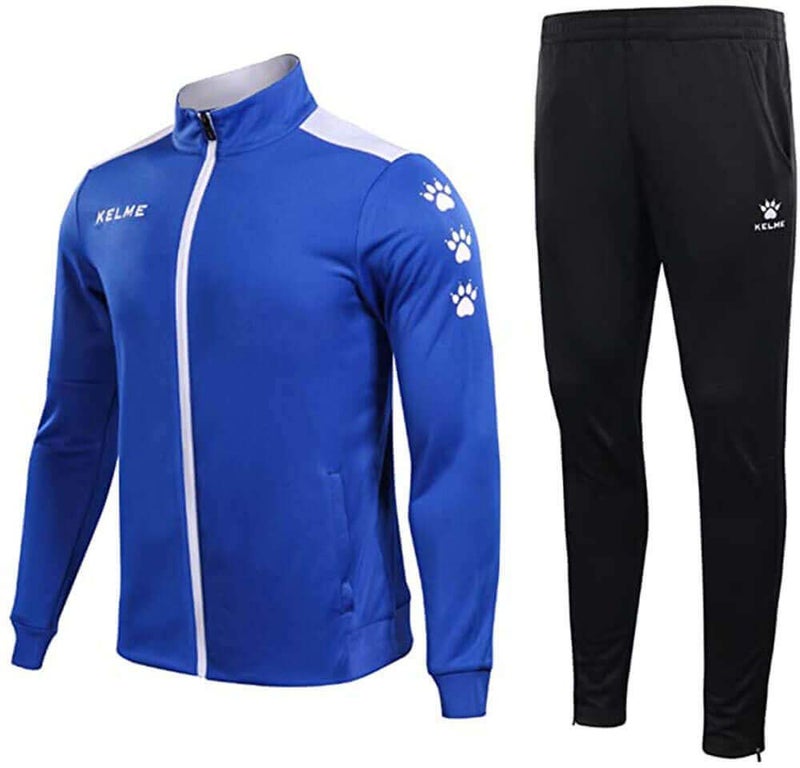 KELME Men's Athletic Tracksuit Long Sleeve Full Zip – Running Sweatsuit Set Unisex 2 Piece Tracksuits Jacket/Jogging pants (Royal Blue/White, Medium) - Image 1