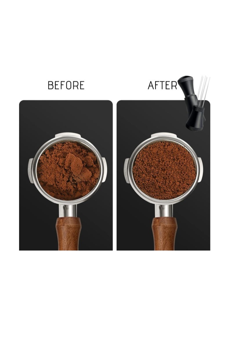 MICXNIC WDT Tool – Aluminum Alloy Coffee Stirrers Distributor with Stand, 0.3mm Thick Stainless Steel 7 Needles – Espresso Tool for Baristas – Includes 3 Replacement Needles – Black - Image 2