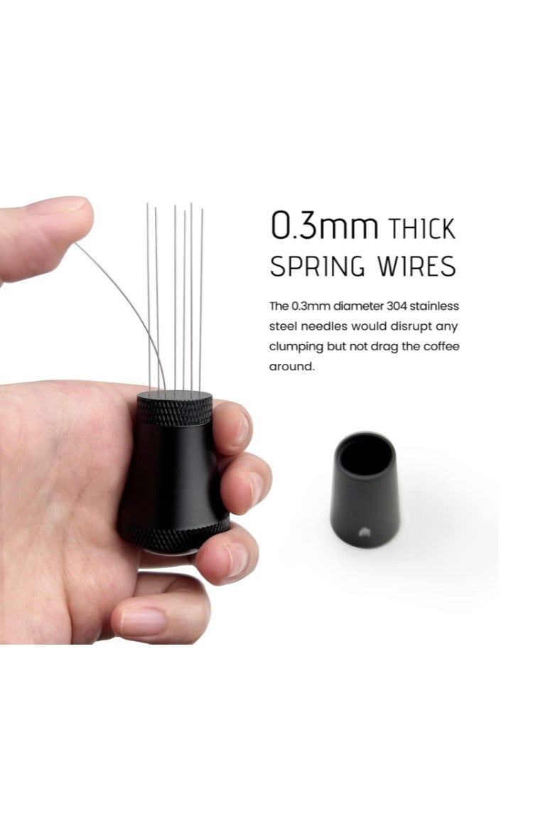 MICXNIC WDT Tool – Aluminum Alloy Coffee Stirrers Distributor with Stand, 0.3mm Thick Stainless Steel 7 Needles – Espresso Tool for Baristas – Includes 3 Replacement Needles – Black - Image 3