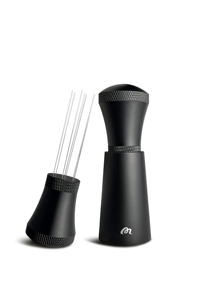 MICXNIC WDT Tool – Aluminum Alloy Coffee Stirrers Distributor with Stand, 0.3mm Thick Stainless Steel 7 Needles – Espresso Tool for Baristas – Includes 3 Replacement Needles – Black - Image 1