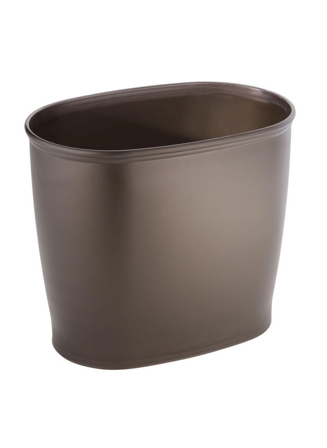 InterDesign IDesign Oval Plastic Trash Can for Bath, Bedroom, Office - The Kent Collection - 12" x 8" x 10", Bronze  - Image 1