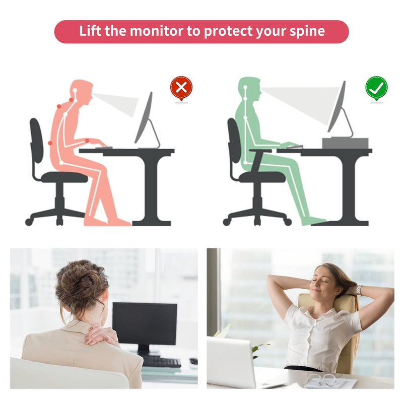 gianotter Desk Organizers and Accessories, Monitor Stand with Drawer and 2 Pen Holder, Desktop Organizer Suitable for Offices and Dormitories (Pink) - Image 3