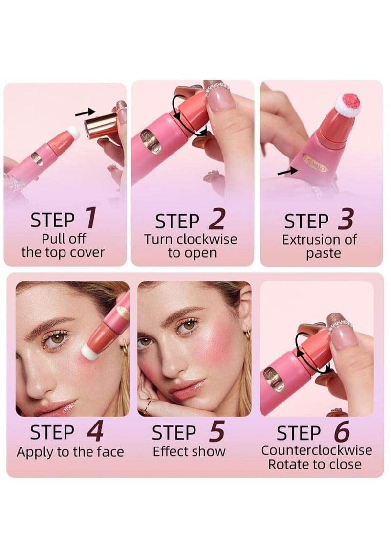 QiBest - Blusher Highlighter with Cushion Applicator Attached Easy to Blend Long Lasting & Smooth Natural Matte Finish Lightweight Super Silky Cream Contour Multifunctional Makeup Pen Stick (#03) - Image 1
