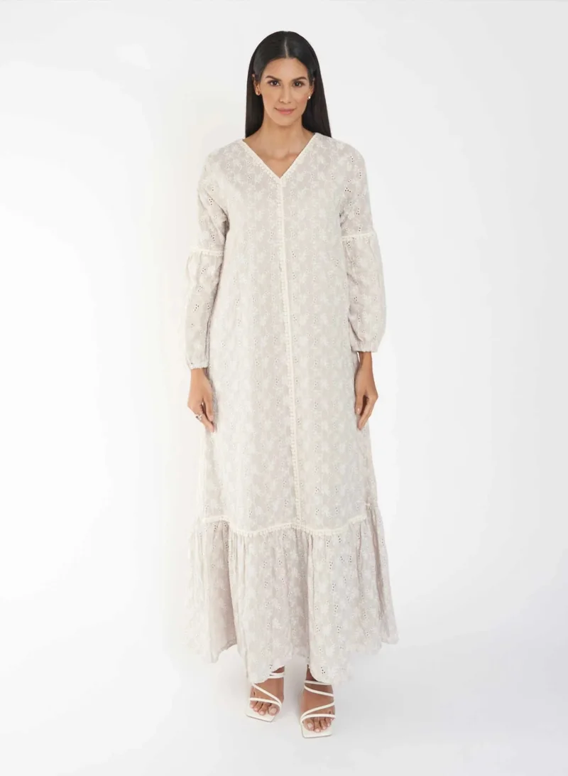 كشخة V-Neck Tiered Hem Jalabiya