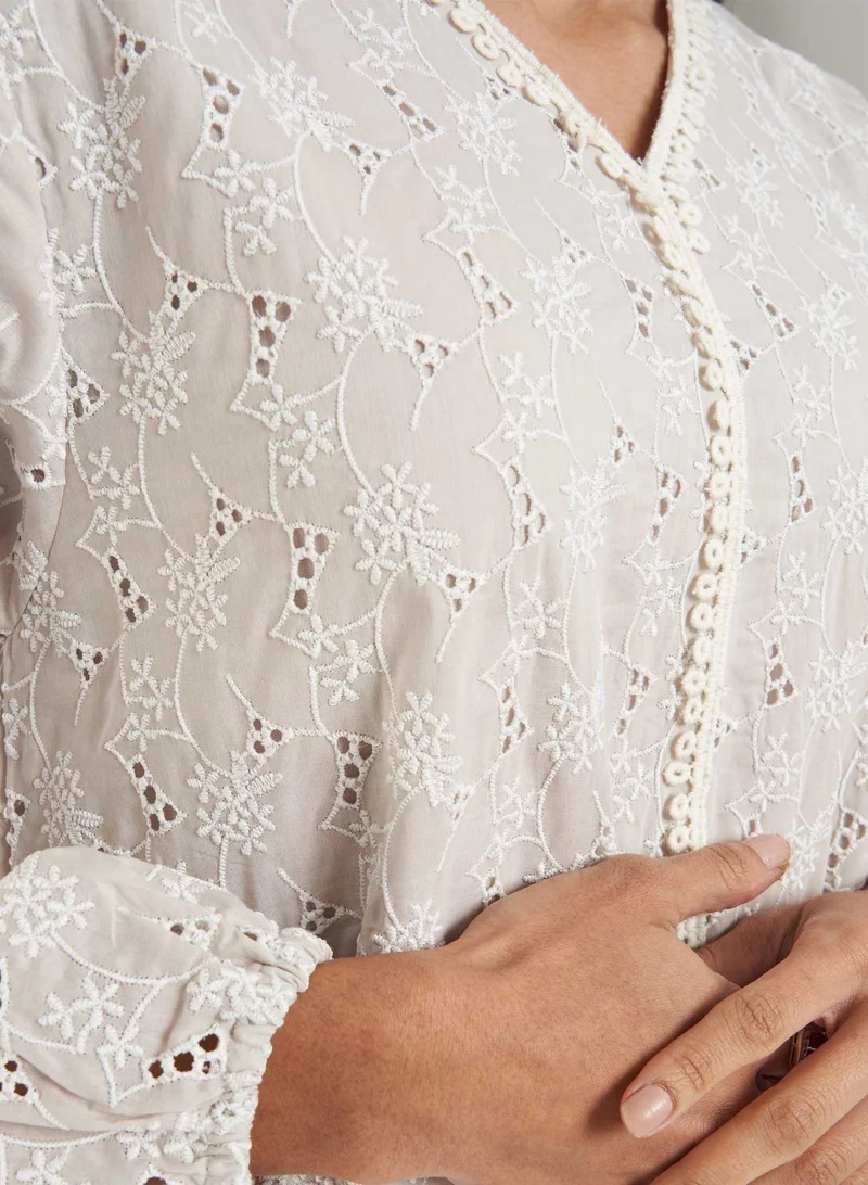 كشخة V-Neck Tiered Hem Jalabiya