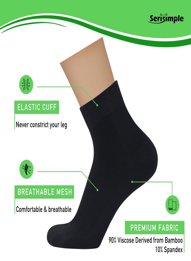 SERISIMPLE Mens Rayon Bamboo Ankle Mesh Socks Thin Quarter Athletic Comfortable Casual Socks 5 Paris (US, Alpha, X-Large, Regular, Regular, Black) - Image 3