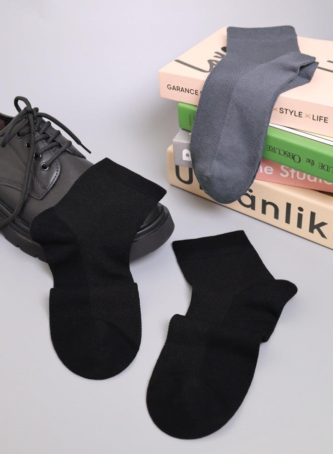 SERISIMPLE Mens Rayon Bamboo Ankle Mesh Socks Thin Quarter Athletic Comfortable Casual Socks 5 Paris (US, Alpha, X-Large, Regular, Regular, Black) - Image 5