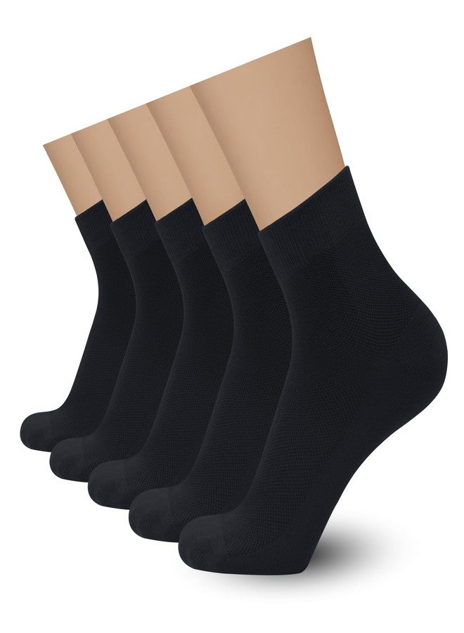 SERISIMPLE Mens Rayon Bamboo Ankle Mesh Socks Thin Quarter Athletic Comfortable Casual Socks 5 Paris (US, Alpha, X-Large, Regular, Regular, Black) - Image 1