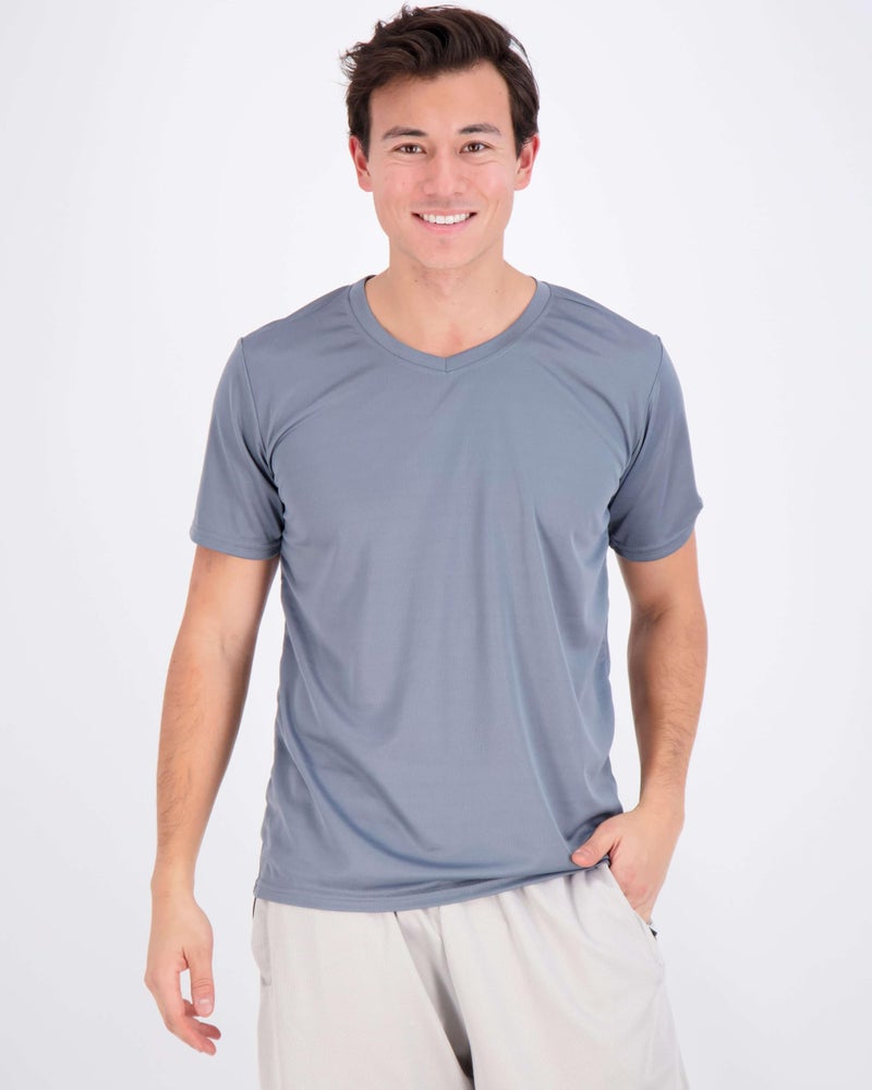 REALESSENTIALS Real Essentials 5 Pack: Men's Mesh Short Sleeve V-Neck T-Shirt | Athletic Dry Fit V Neck Workout Shirt,Set 4-3XL - Image 2