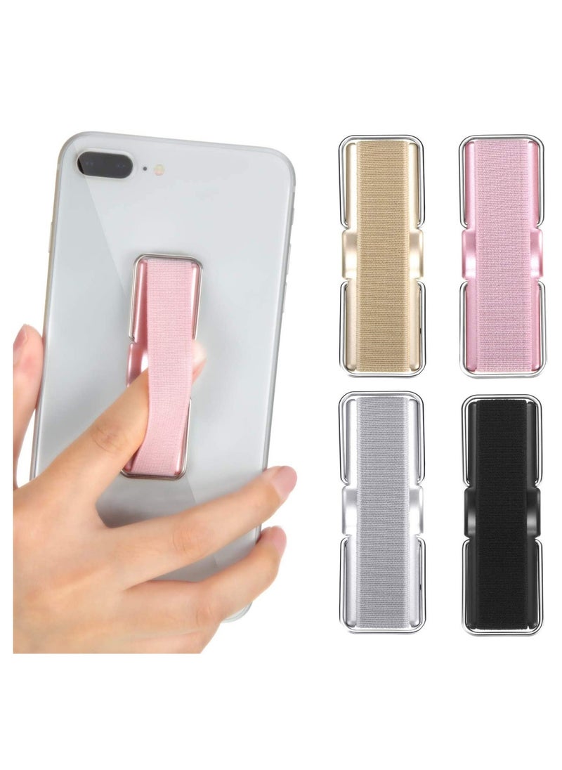 ELTRAZONE 4 Pieces Finger Strap Phone Holder Elastic Finger Holder Cell Phone Grip Holder Finger Strap with Stand for Smartphones, Small Tablets  - Image 1