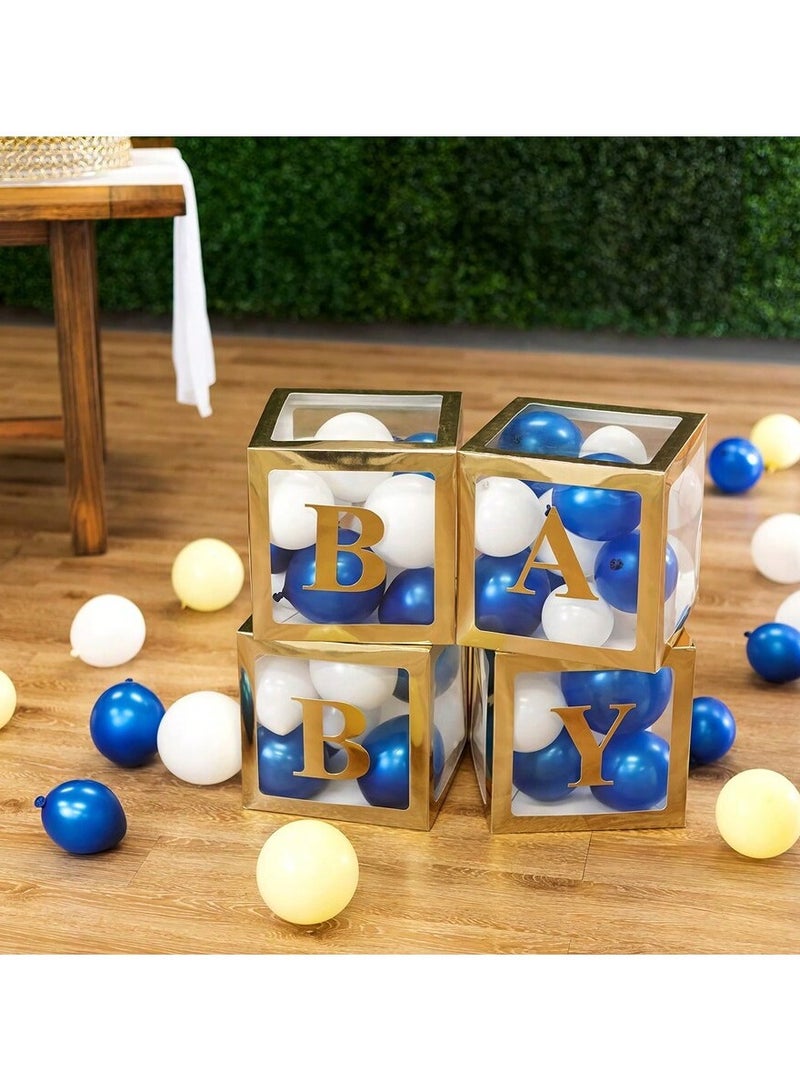 Birthday Party Decoration Balloon Boxes, 4 Transparent Balloon for Balloon Boxes with Letter Baby,Baby Boxes for Baby Shower Decorations Bridal Shower Decorations Decor(Gold) - Image 3