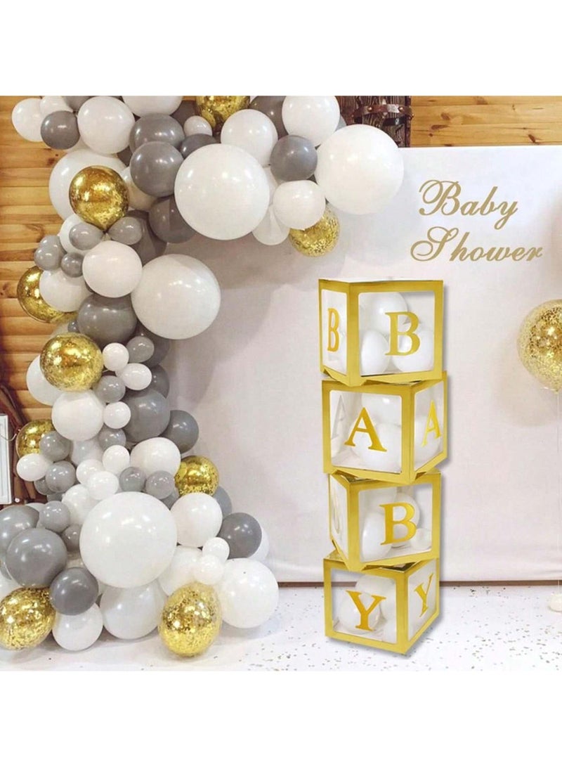 Birthday Party Decoration Balloon Boxes, 4 Transparent Balloon for Balloon Boxes with Letter Baby,Baby Boxes for Baby Shower Decorations Bridal Shower Decorations Decor(Gold) - Image 5