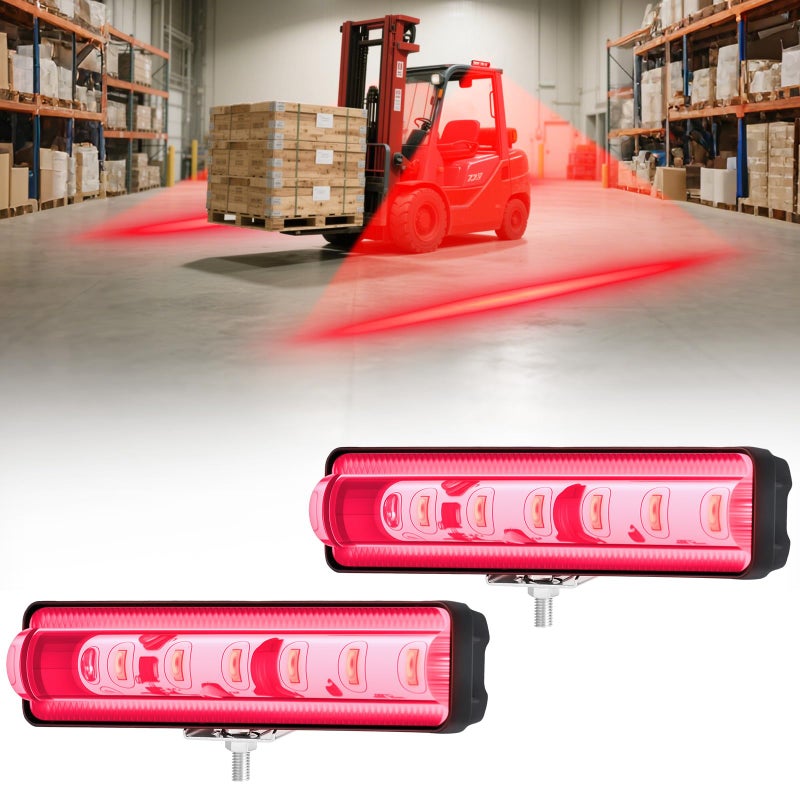 HSYFUNA LED Forklift Safety Light Red for AGV Automated Guided Vehicle Forklift Truck Industrial Lift Warehouse Safety IP67 Waterproof Aluminum Housing 2PCS - Image 2