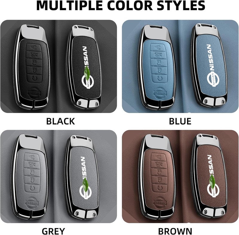 sheful Suitable For Nissan Patrol Y63 2025 Car Key Shell Cover, Auto Key Zinc Alloy And PU Leather Material Car Smart Key Case Cover Full Protection - Black - Image 5