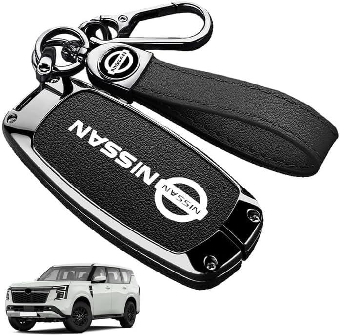 sheful Suitable For Nissan Patrol Y63 2025 Car Key Shell Cover, Auto Key Zinc Alloy And PU Leather Material Car Smart Key Case Cover Full Protection - Black - Image 1