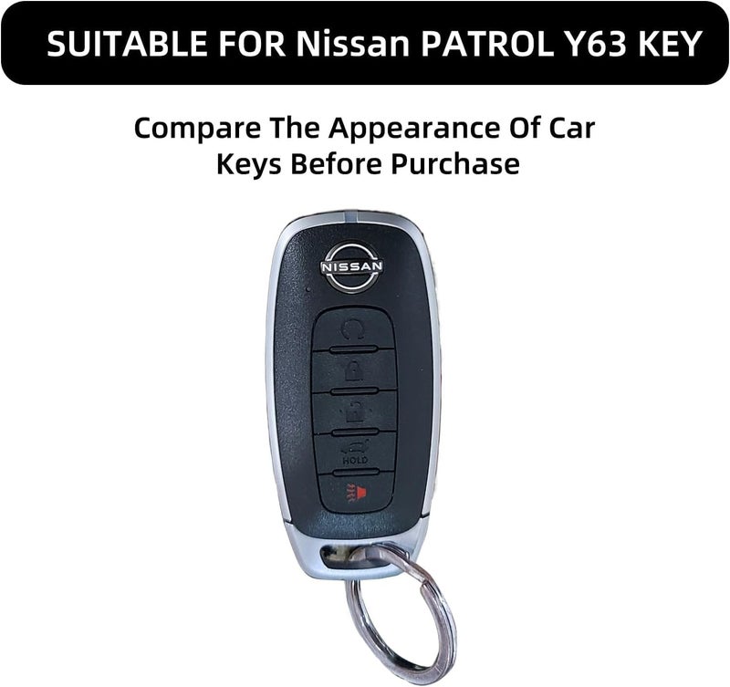 sheful Suitable For Nissan Patrol Y63 2025 Car Key Shell Cover, Auto Key Zinc Alloy And PU Leather Material Car Smart Key Case Cover Full Protection - Black - Image 2