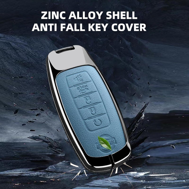 sheful Suitable For Nissan Patrol Y63 2025 Car Key Shell Cover, Auto Key Zinc Alloy And PU Leather Material Car Smart Key Case Cover Full Protection - Black - Image 4