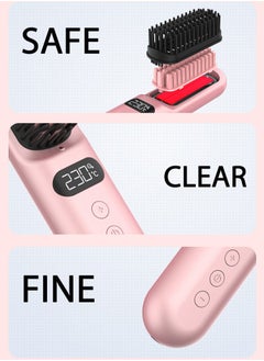 Tornado Keratiner 5000 mAH Cordless Hair Straightener Brush - Upgrade Portable Straightening Brush for Travel, Mini Hot Straightening Comb for Women, Ceramic Coating, Lightweight for Touch-ups,Anti-Scald, PINK  - Image 5
