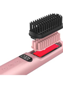 Tornado Keratiner 5000 mAH Cordless Hair Straightener Brush - Upgrade Portable Straightening Brush for Travel, Mini Hot Straightening Comb for Women, Ceramic Coating, Lightweight for Touch-ups,Anti-Scald, PINK  - Image 2