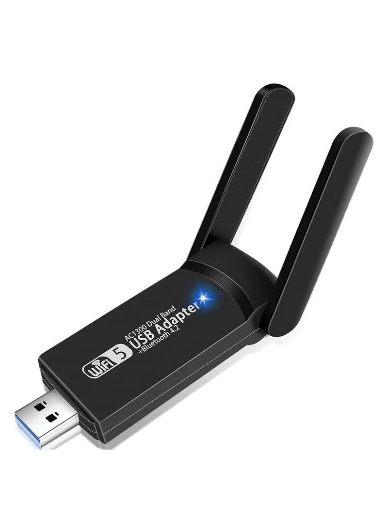 Coconut USB WiFi Bluetooth Adapter, 1300Mbps Dual Band 2.4/5Ghz Wireless Network External Receiver, Mini WiFi Dongle for PC/Laptop/Desktop  - Image 1