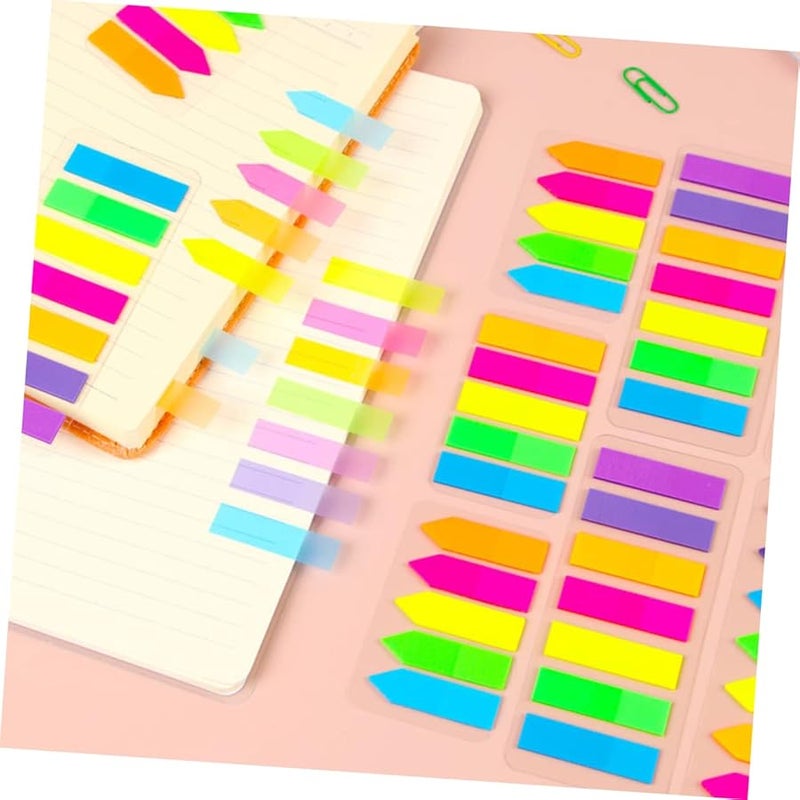 COHEALI 10 قطعة ملصقات فهرس ذاتية اللصق قابلة للإزالة فلورية شرائط تمييز عالية - Image 4