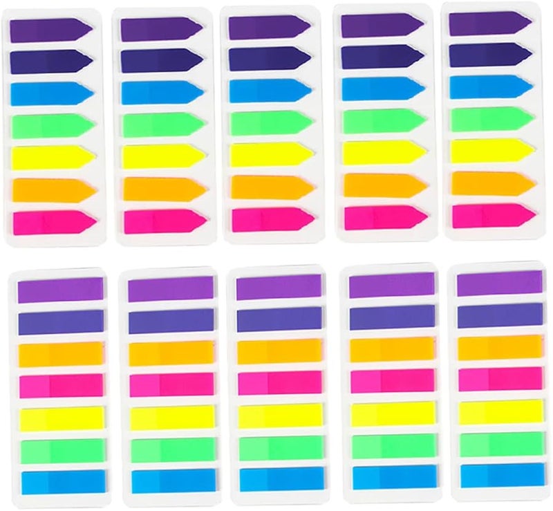 COHEALI 10 قطعة ملصقات فهرس ذاتية اللصق قابلة للإزالة فلورية شرائط تمييز عالية - Image 1