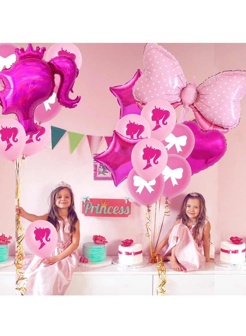 general 26PCS Birthday Decoration Girls Balloon Garland Arch Kit with Background Poster Birthday Cake Decorations White Blue Purple Colorful Foil Balloons Princess Party Balloons - Image 3