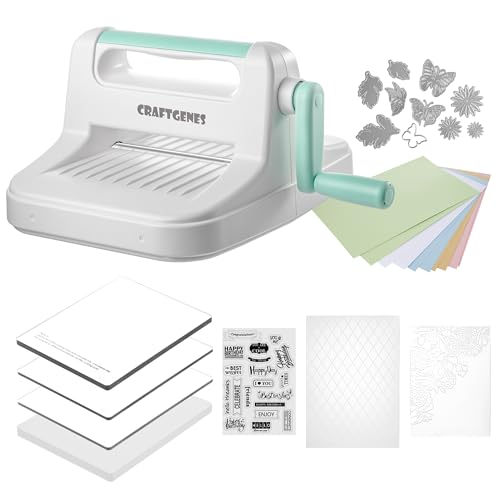 CraftGenes Die Cutting Machine, Manual Embossing Machine 6'' Opening Size for Cardmaking, Scrapbooking, and DIY Crafts – Complete Set with A5 Die Cuts, Embossing Folders, and Plates - Image 1