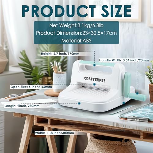 CraftGenes Die Cutting Machine, Manual Embossing Machine 6'' Opening Size for Cardmaking, Scrapbooking, and DIY Crafts – Complete Set with A5 Die Cuts, Embossing Folders, and Plates - Image 3