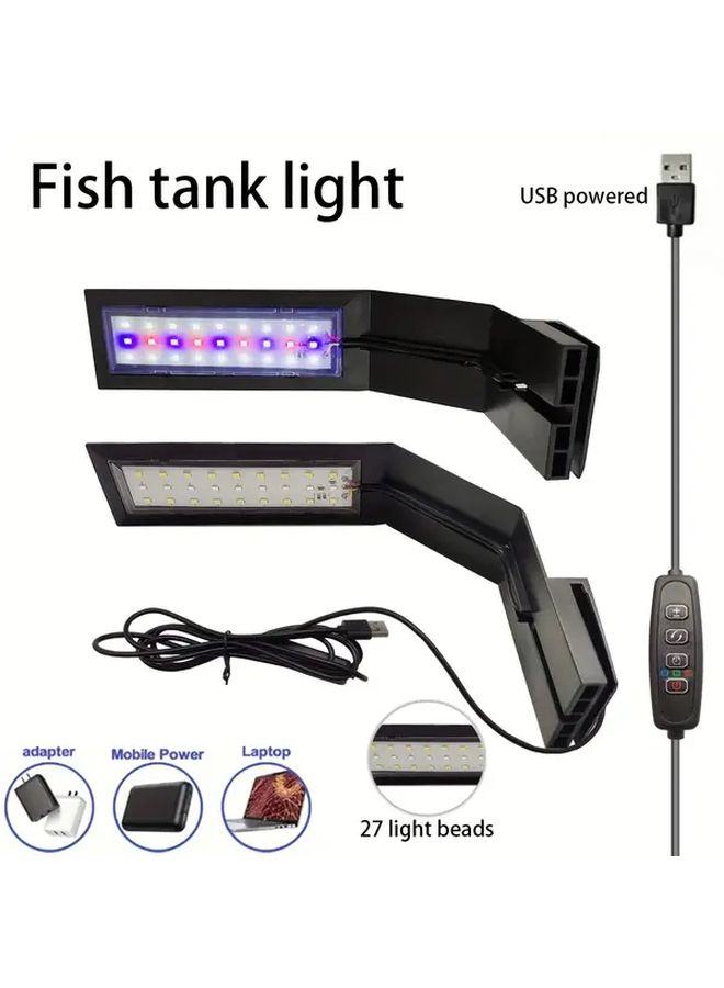 ضوء حوض السمك كامل الطيف 5V USB مع إضاءة قابلة للتعديل وموقت ومفتاح جهد منخفض - Image 1