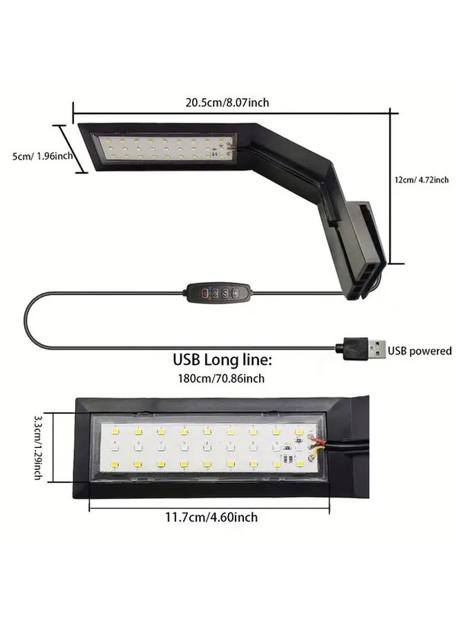 ضوء حوض السمك كامل الطيف 5V USB مع إضاءة قابلة للتعديل وموقت ومفتاح جهد منخفض - Image 2