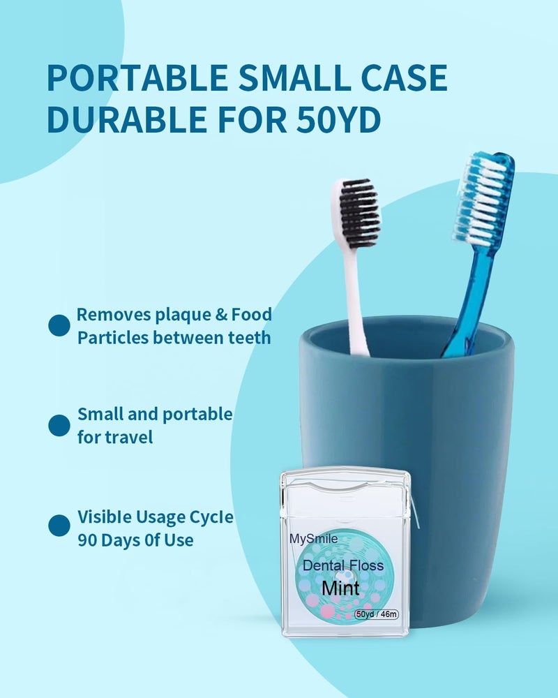 MySmile Woven Dental Floss, Effective Plaque Removal, Cruelty Free Tooth Floss, Mint, Waxed, Expanding, Vegan, Kid-Friendly String Floss with Coconut Oil, 50 Yards - Image 2