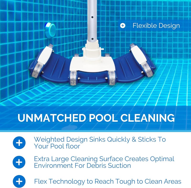 Swimline HYDROTOOLS Manual Vacuum Head Attachment For Inground & Above Ground Pools |Weighted Flexible Swimming Pool Vac Head Rectangle Shape W/ Wheels| Swivel Hose 1-1/4 or 1-1/2’’| Clean 8150 - Image 3